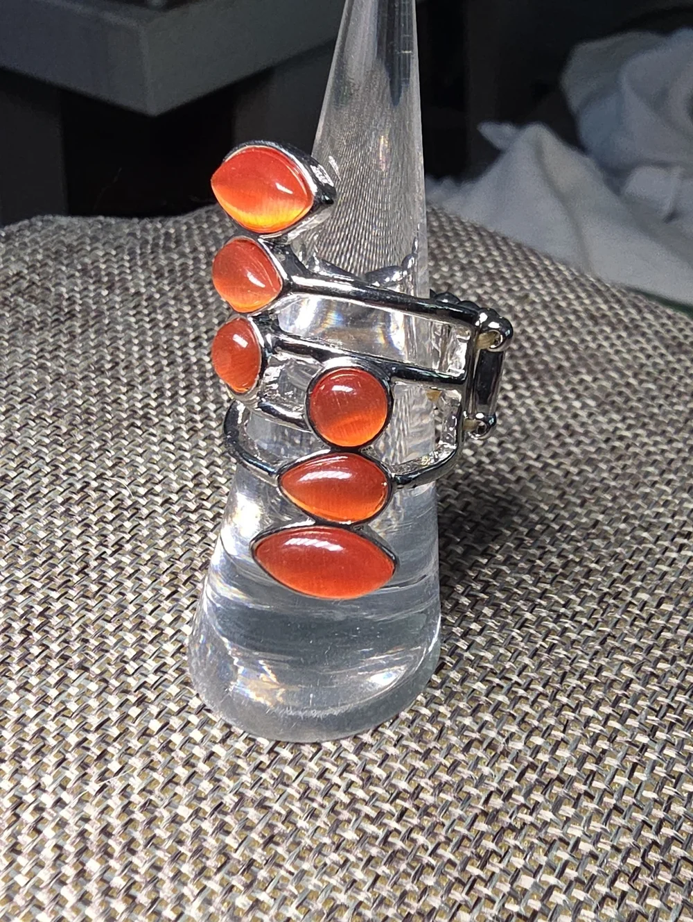 Wraparound Radiance - Orange & Silver Ring